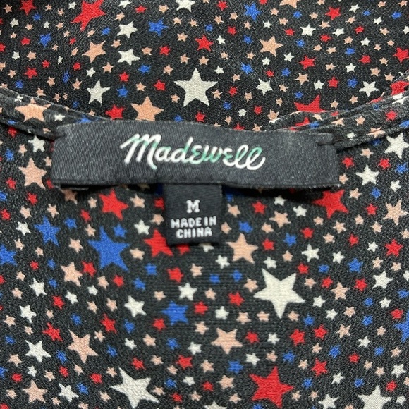 Madewell Silk Ruffle-Hem Wrap Top in Starry Night Size Medium - Picture 8 of 10